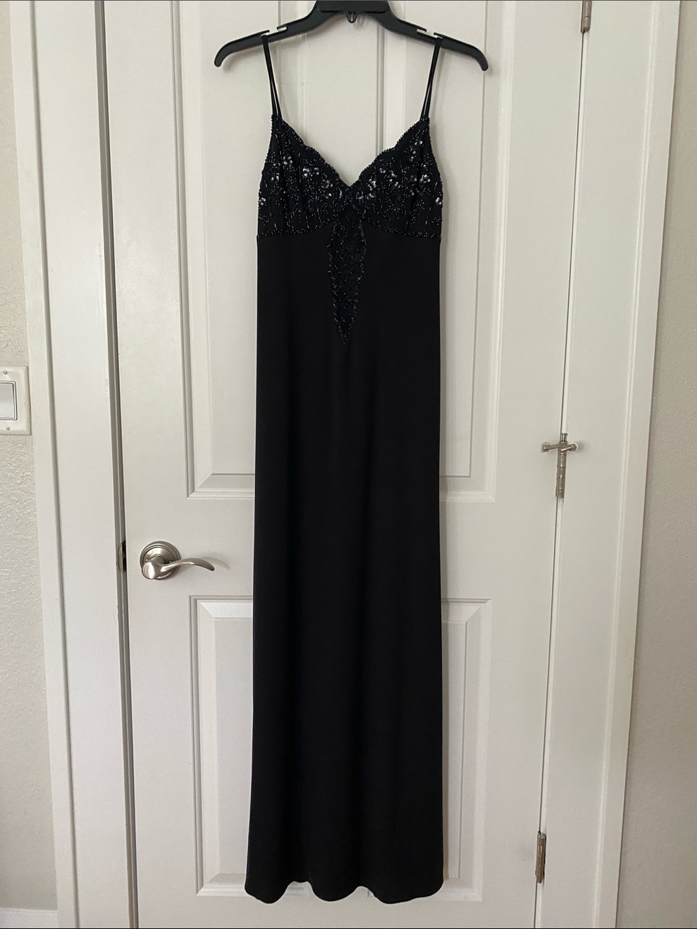 Niki Livas Black Sequin-Embellished evening gown